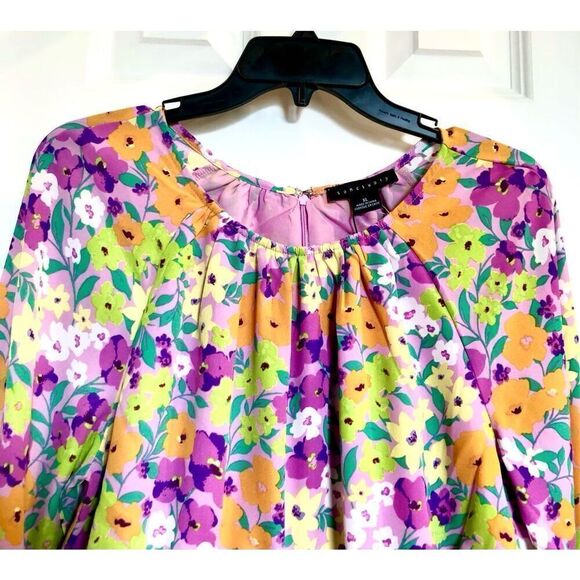 SANCTUARY - 🎉HPx2🎉 NWT - L XL Chiffon Floral Blouson Sleeve Cut-Out Mini Dress - Picture 4 of 16
